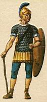 Rome, Soldat, Centurion vetu de cuirasse d'ecailles, avec le pantalon emprunte aux gaulois.jpg